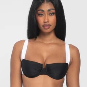 TA3 “Sweetie” Bikini Top – Black/White – Size L – NWT